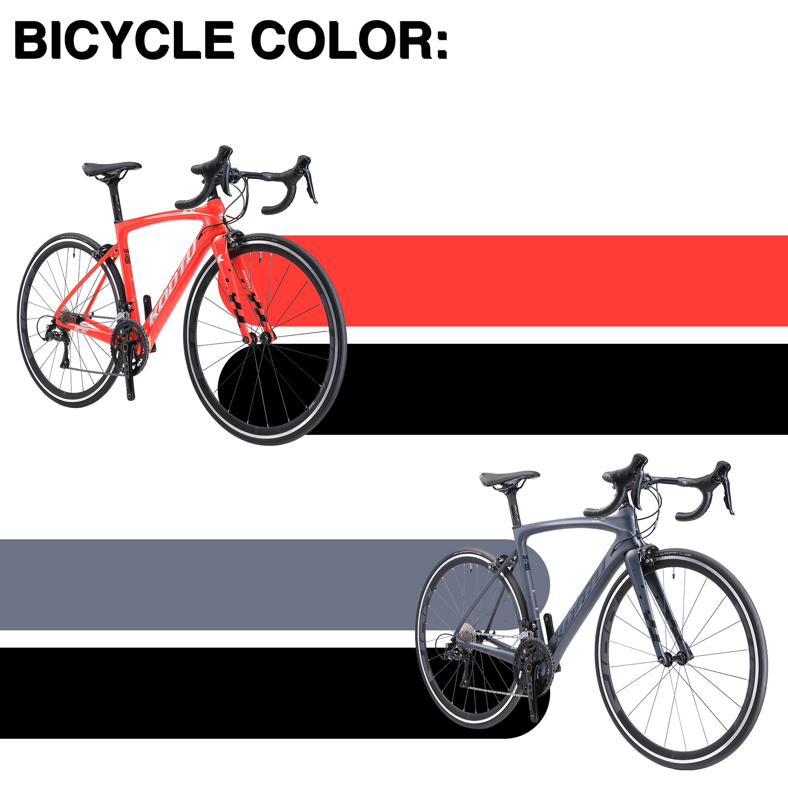 KOOTU R03 Carbon-Rennrad mit roter und schwarzer Farbe