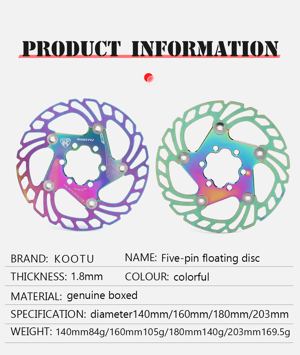 Colorful Bike brake disc Floating Rotor 160mm 180mm 203mm AR-18S 6 bolts Rotor