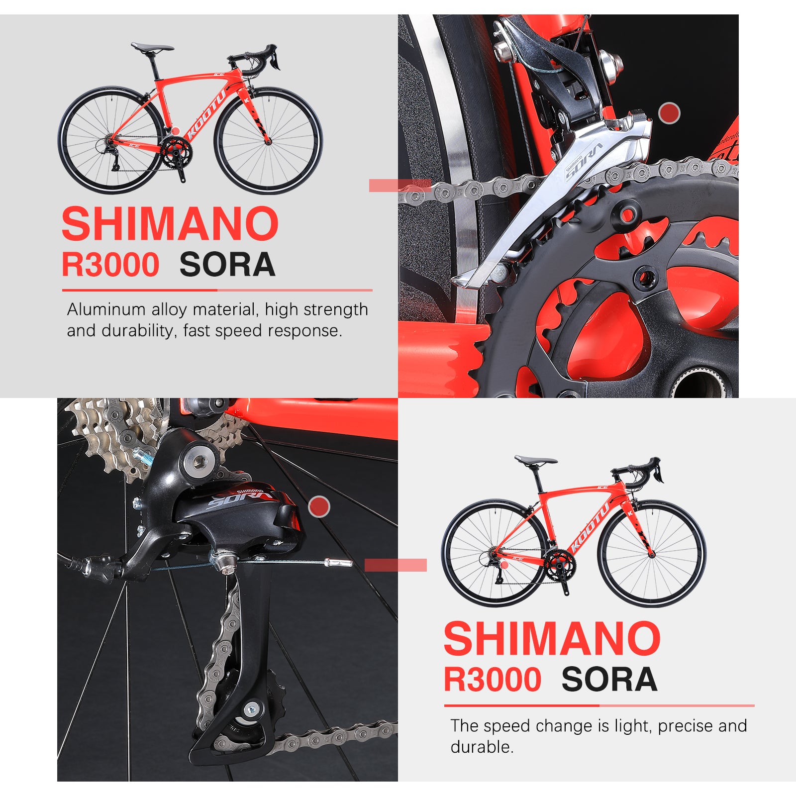 KOOTU R03 Carbon Rennrad mit Shimano Sora R3000 Kettenschaltung