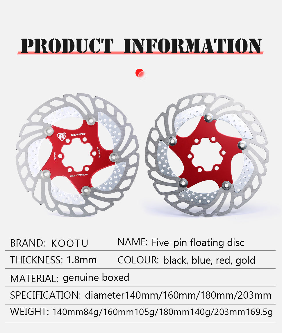 KOOTU Bicycle Brake Cooling Disc Floating Ice Rotor For MTB Road Bike 203mm 180mm 160mm 140mm Cooling Brake Rotors Bicycle Parts