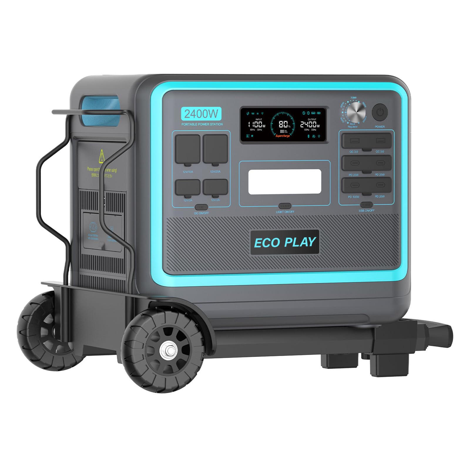 FOSSiBOT F2400 Portable Power Station, 2048Wh LiFePO4 Battery  Backup/100-110V AC 2400W Outlets (4800W Peak)/ 1.5H Fast Charging/12V  DC/18W USB-A/20W/100W USB-C/LED for Home Use Camping RV Emergency 1 :  Patio, Lawn 