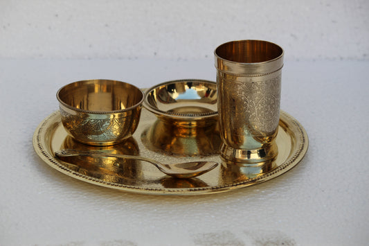 Fancy Brass Pooja Thali  Brass pooja Thali Online – Indian Bartan