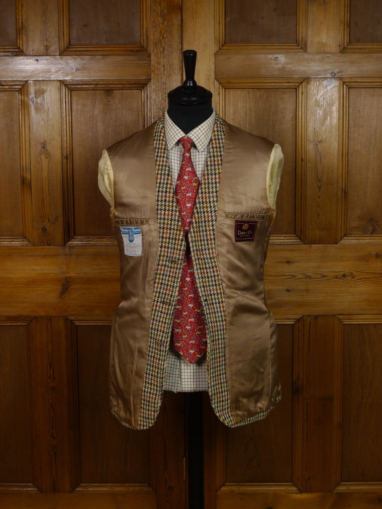Vintage Brown Green Houndstooth Harris Tweed Jacket 37l Savvyrow Staging