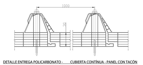 Detalle entrega montaje en continuo del panel policarbonato Polimer