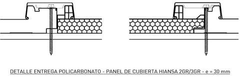 Detalle de entrega del panel policarbonato Hexagona para panel sándwich 30 mm