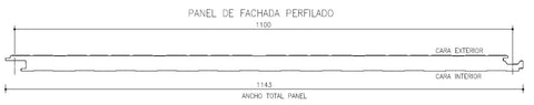 Características geométricas del panel sándwich de fachada FM