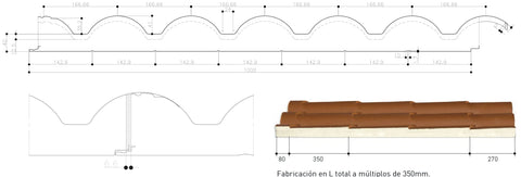 Características geométricas del panel teja ULTRA