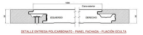 Detalle entrega entre placa policarbonato Policladd y panel sándwich