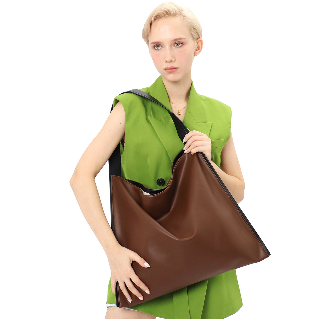CEZIRA Women Casual PU Vegan Leather Shoulder Bags Fashion Design Large Simple Slouchy Hobo Daily Laptop Handbag Travel Shopping