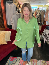 Load image into Gallery viewer, APPLE GREEN SILKY BLOUSE
