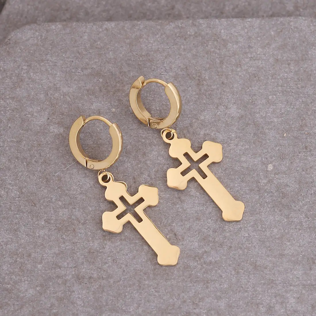 Punk Titanium Steel Cross Earrings