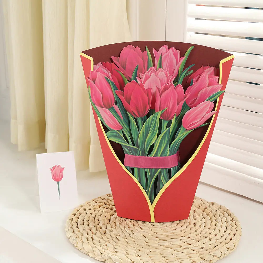 Paper Greeting Card With Flowers In Hand