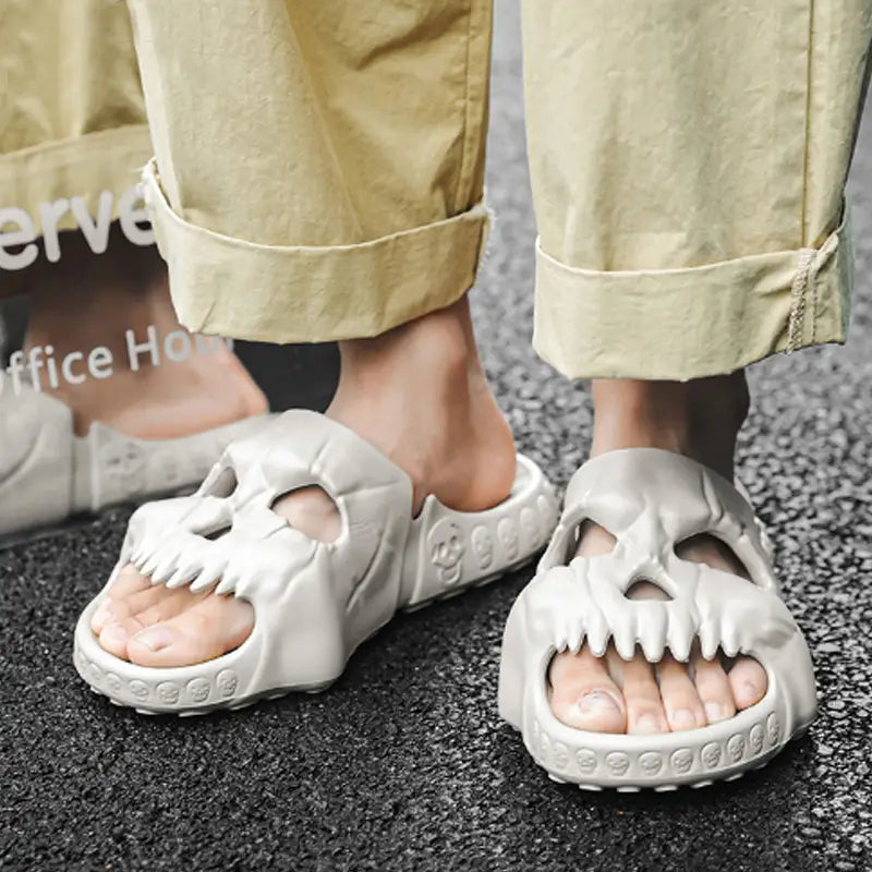 Personalized Skull Design Halloween Slippers Bathroom Indoor Outdoor Funny