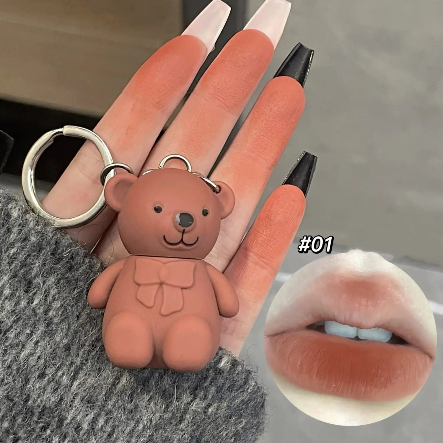 Bear Lip Mud Matte White Keychain