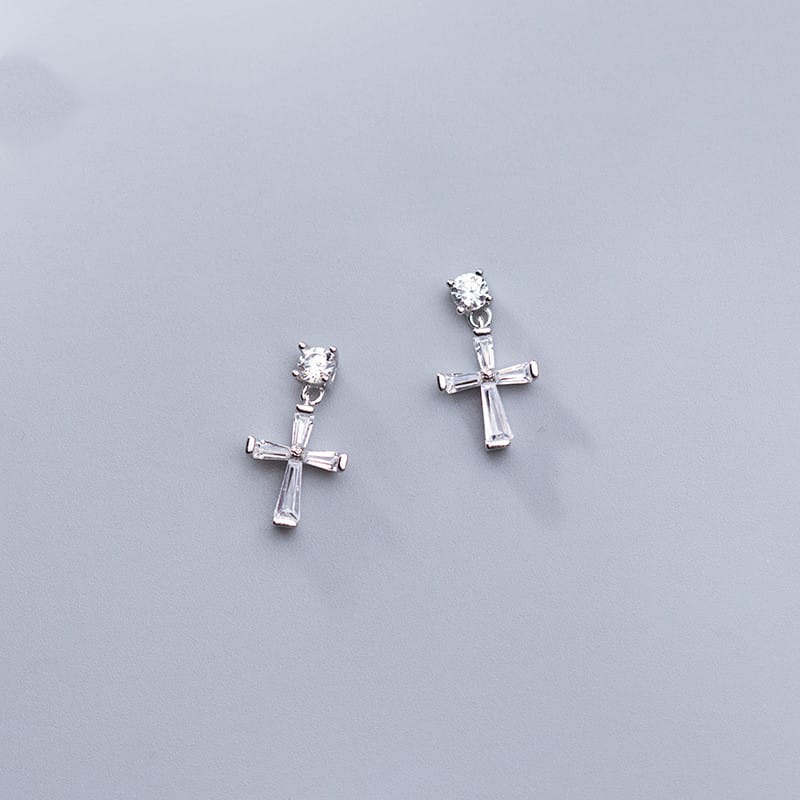 Diamond Cross Temperament Earrings Set