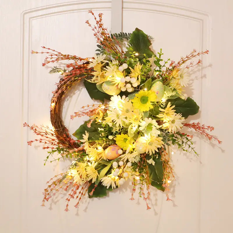 Easter Chrysanthemum Half Edge Wreath