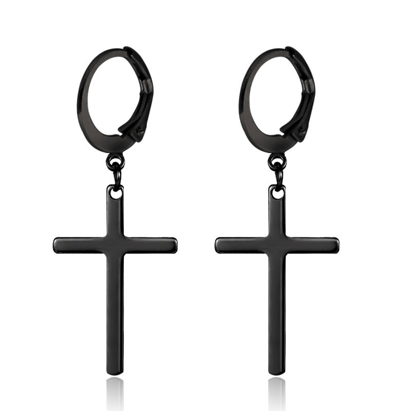 Stainless Steel Cross Chain Earrings