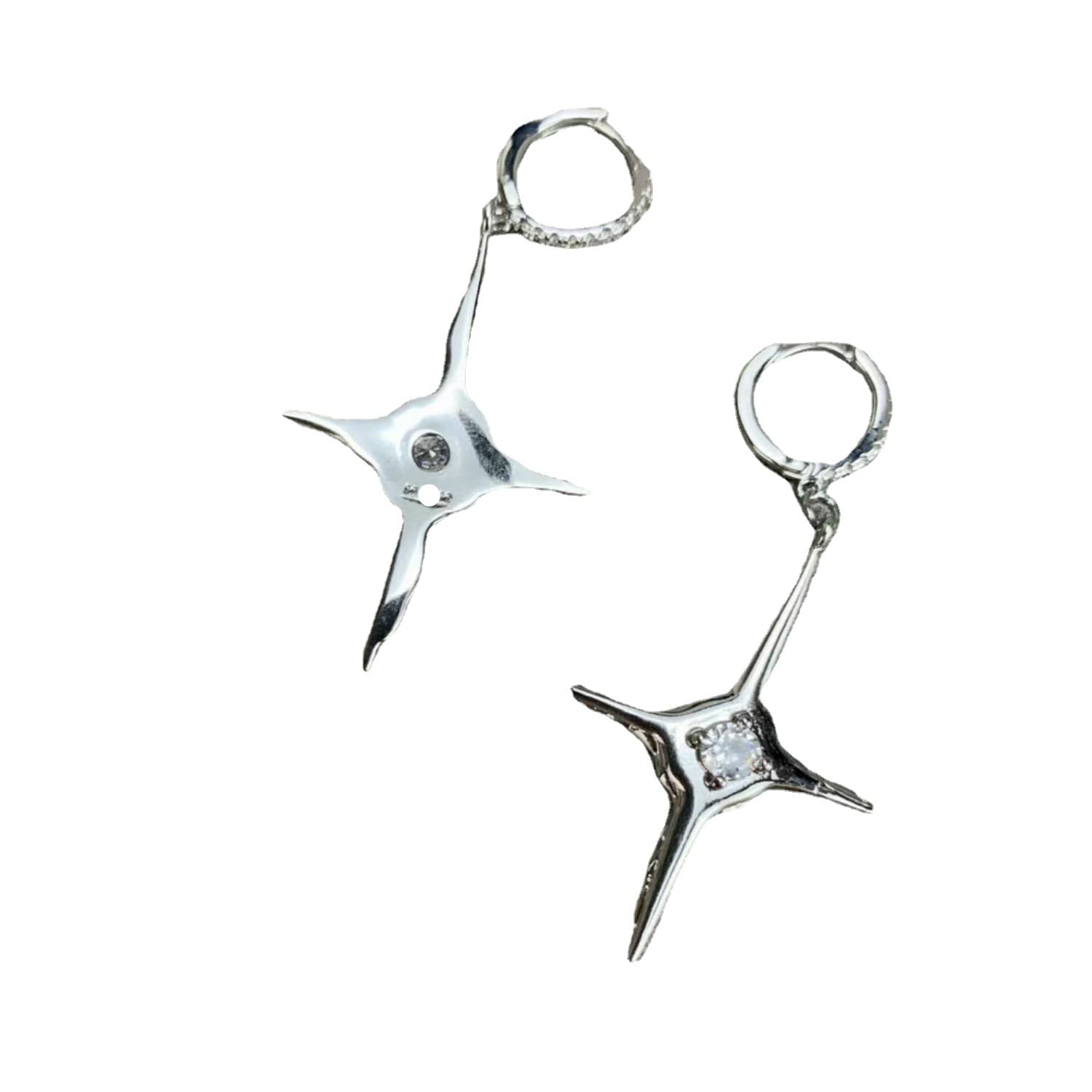 Women?€?s Four Pointed Star Cross Diamond Earrings