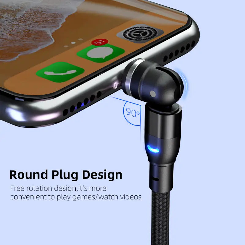 Magnetic Charging Cable with 540 Degree Blind Suction and Three-in-one Bent