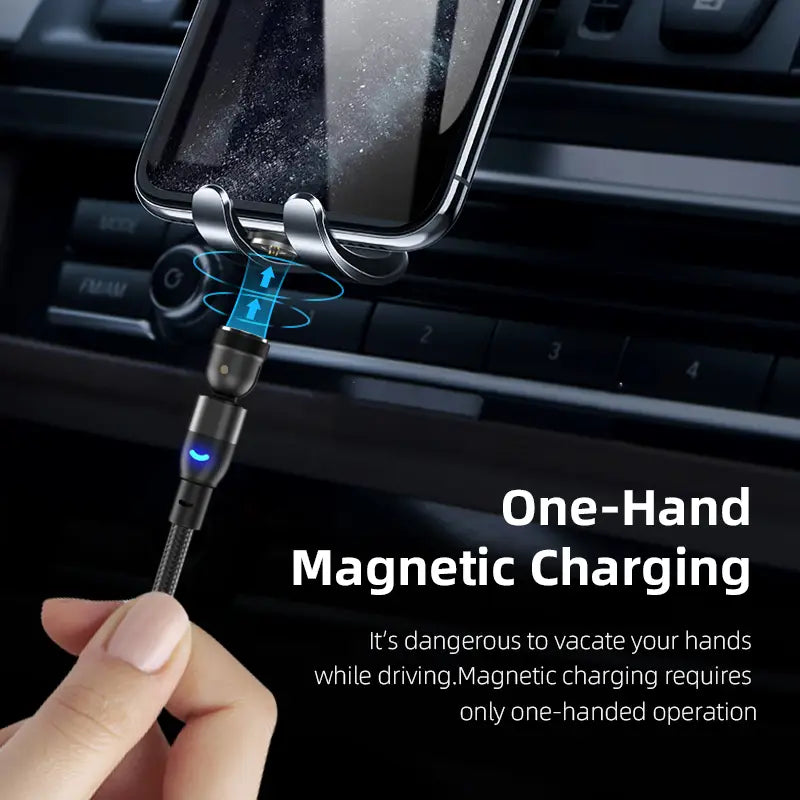 Magnetic Charging Cable with 540 Degree Blind Suction and Three-in-one Bent