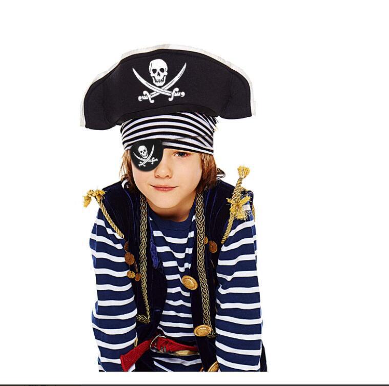Halloween Pirate Captain Cosplay Costume Accessories Colony Hat Single Eye Patch