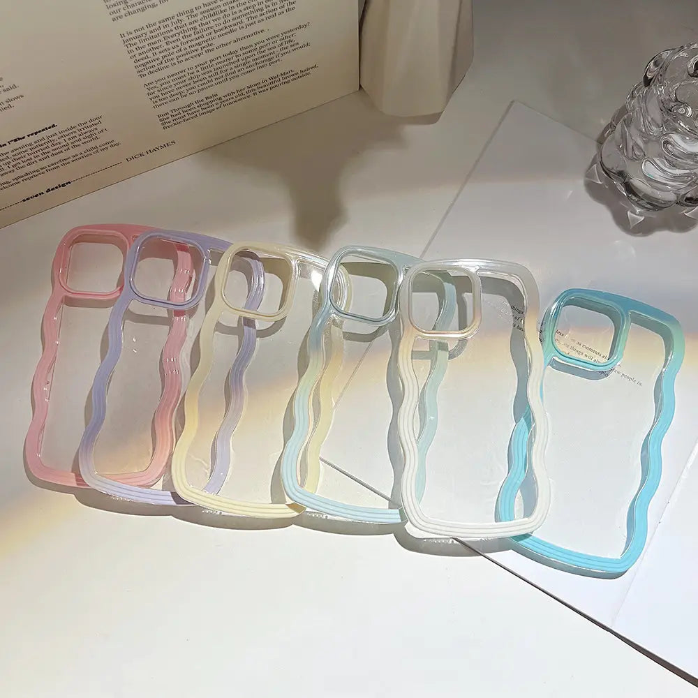 Simple Candy-colored Phone Case with Wave Border