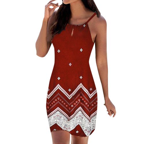 Halter Neck Printed Sleeveless Casual Mini Beach Dress