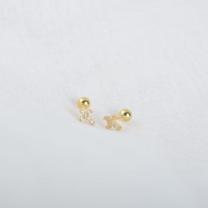 Mini Silver Cross Stud Earrings