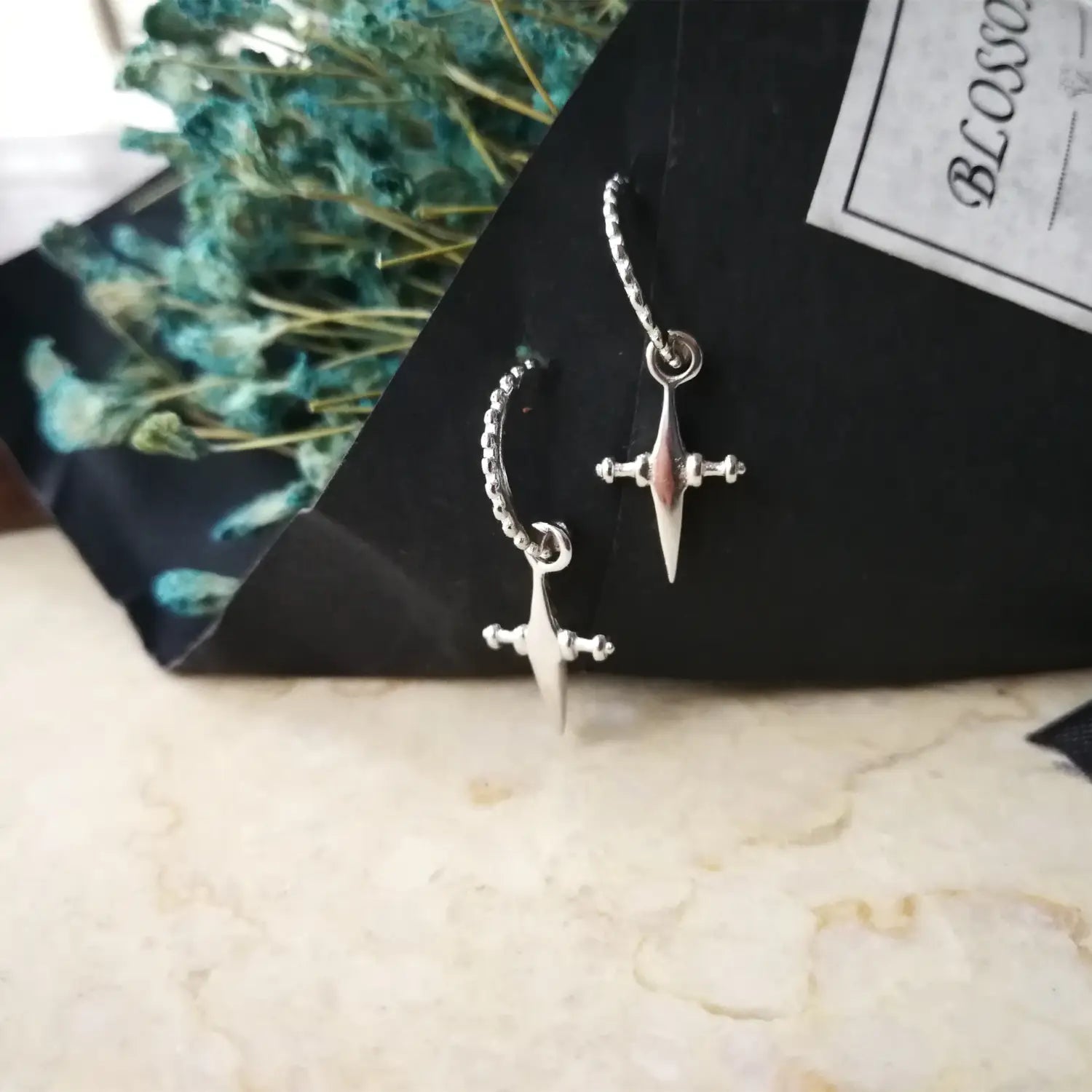 Simple Silver Cross Earrings