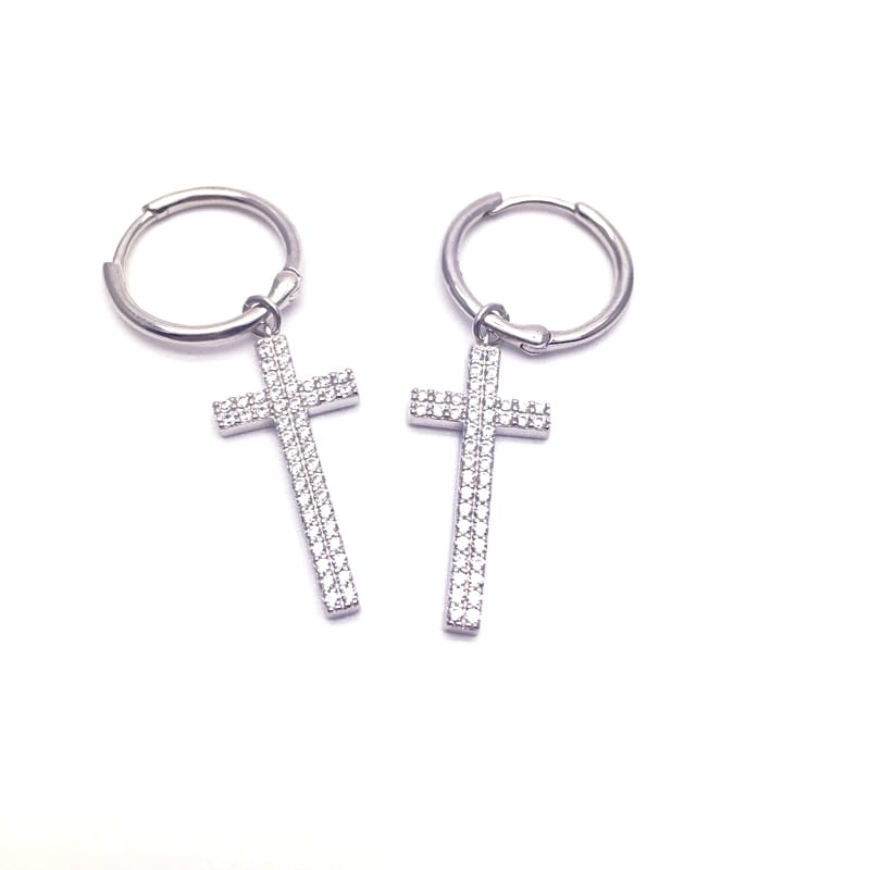 Silver Ring Cross Earrings