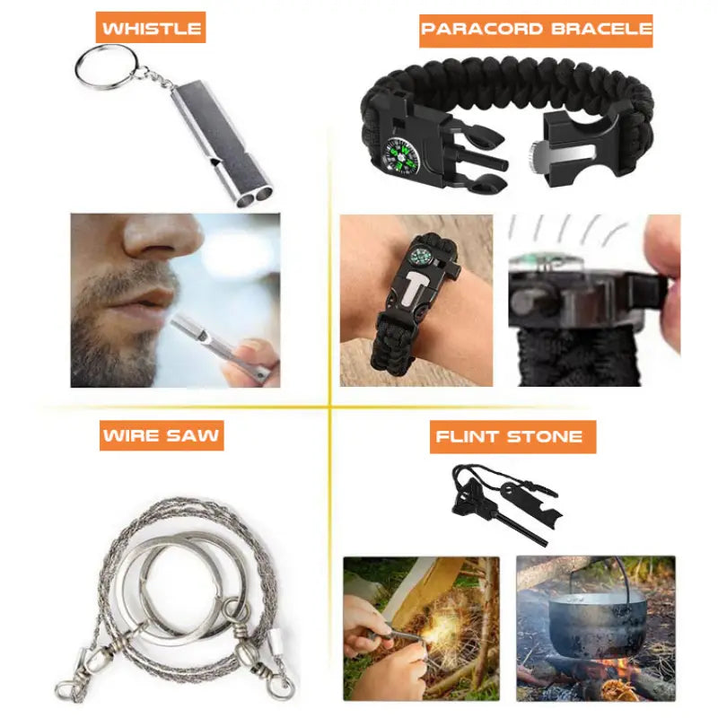 Outdoor Survival Tool Set with First Aid