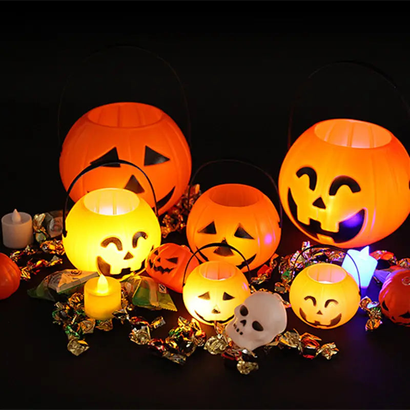 Portable Smiley Pumpkin Bucket Party Ornaments