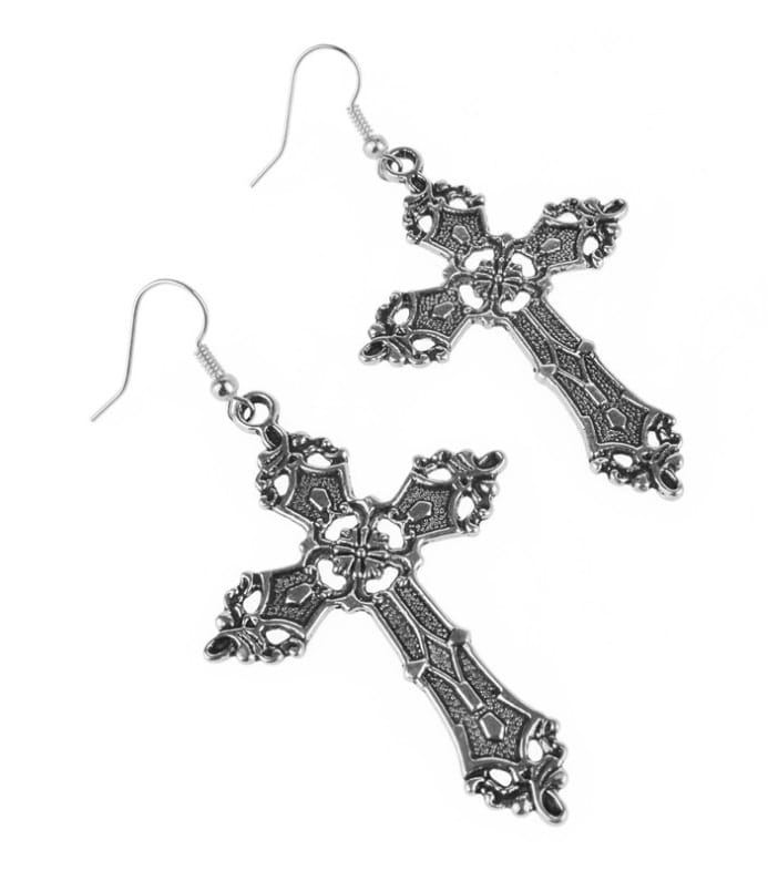 Vintage Bohemian Gothic Baroque Cross Earrings