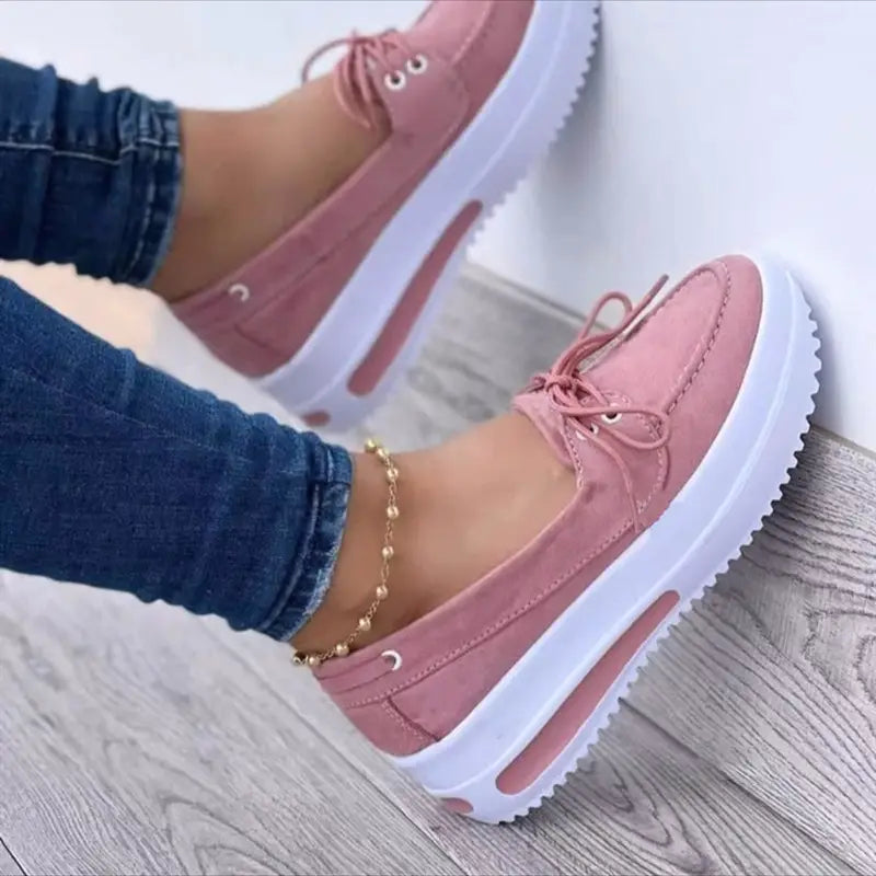 Women?€?s Lace-up Flats Shoes Wedges Heel Casual