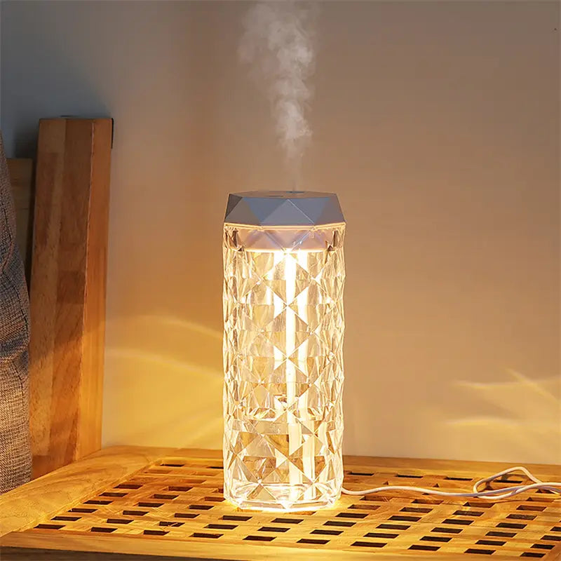 Crystal Lamp Air Humidifier with Color Night Light and Touch Control