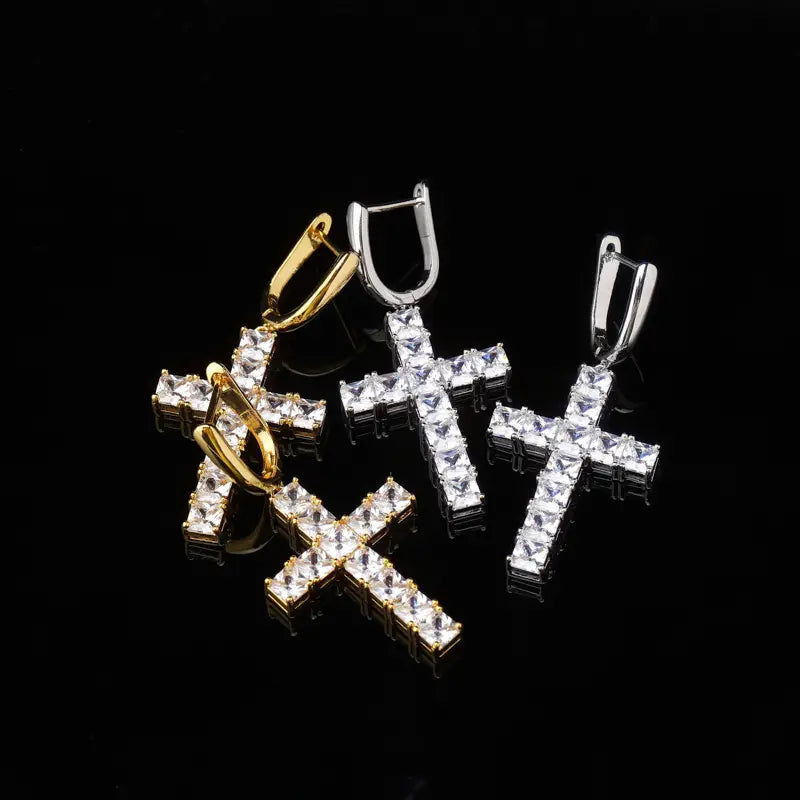 Square Zircon Cross Earrings