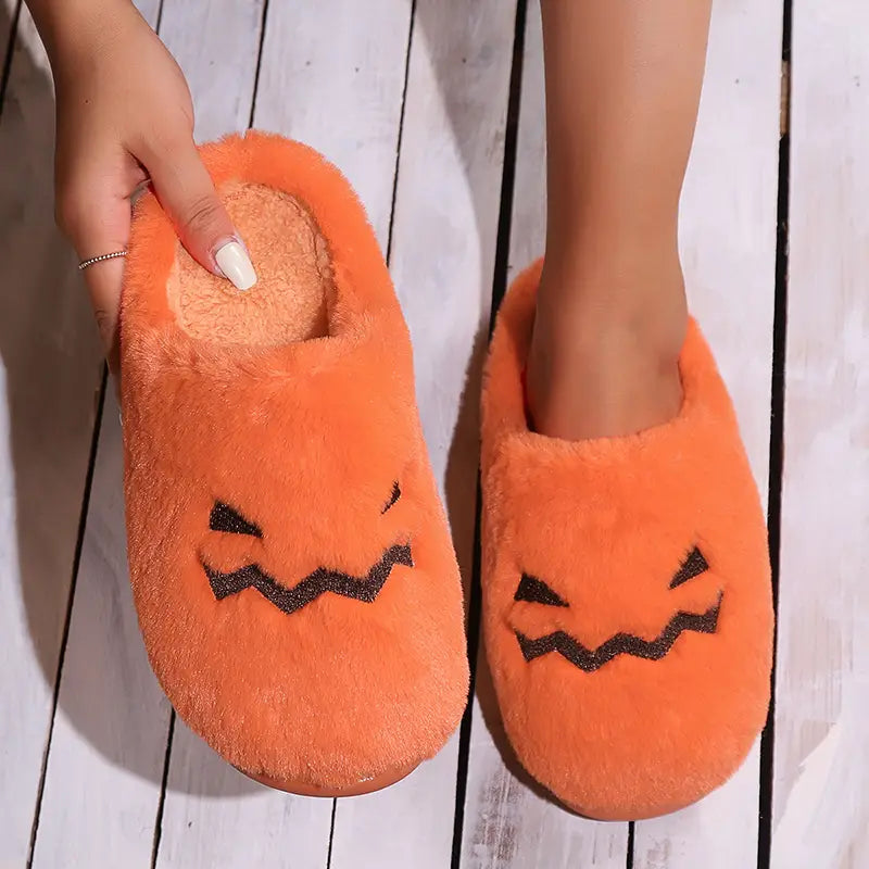 Cute Pumpkin Slippers for Winter Warmth