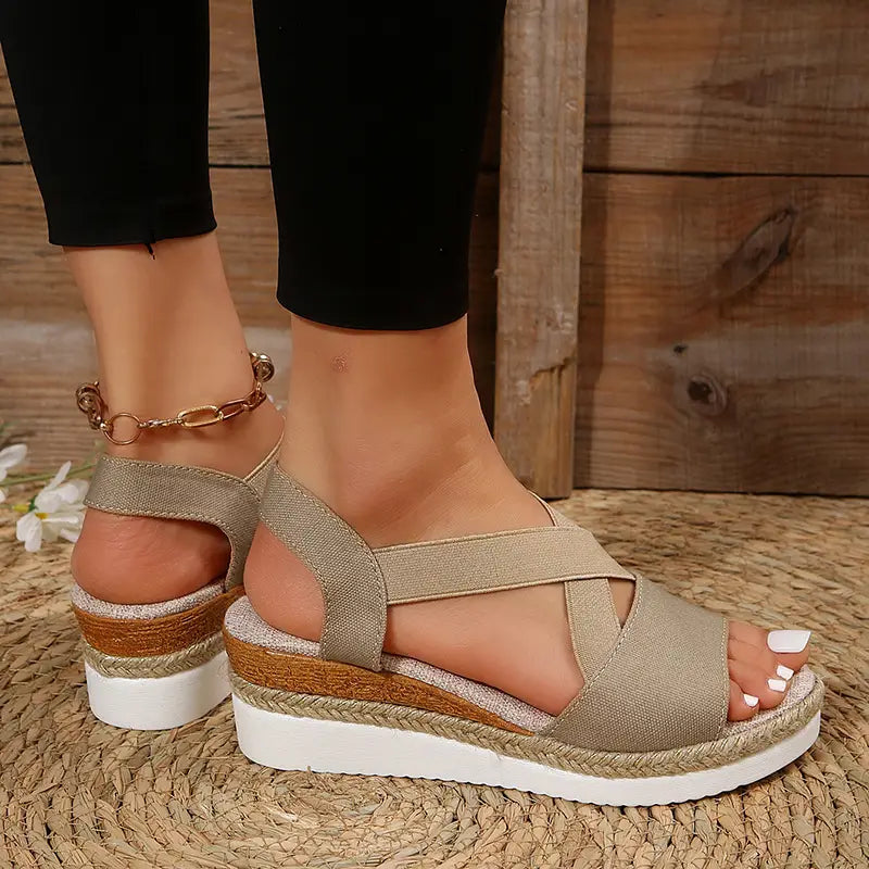 Women?€?s Wedge Cross-strap Sandals