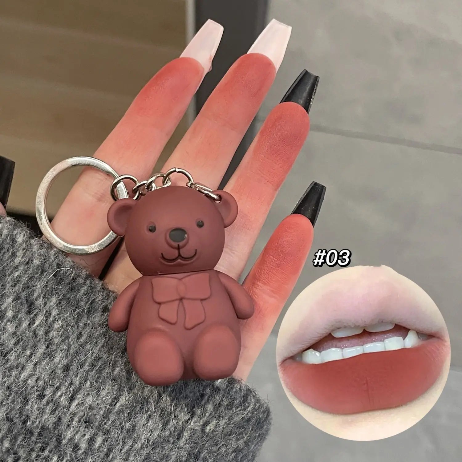 Bear Lip Mud Matte White Keychain