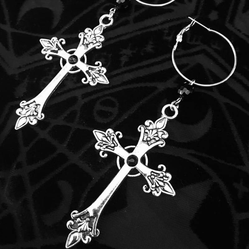 Dark Angel Cross Alloy Earrings