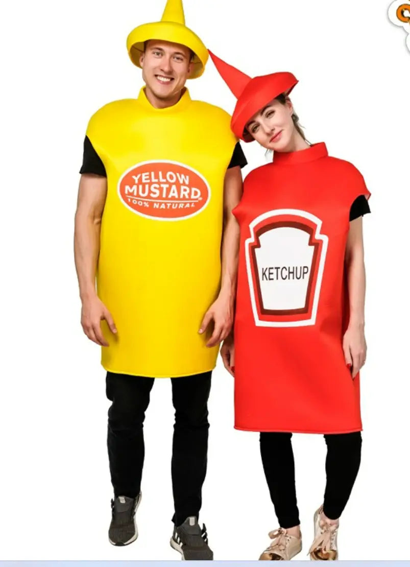 Adult Men And Women Couple Mustard Tomato Sauce Costume Role