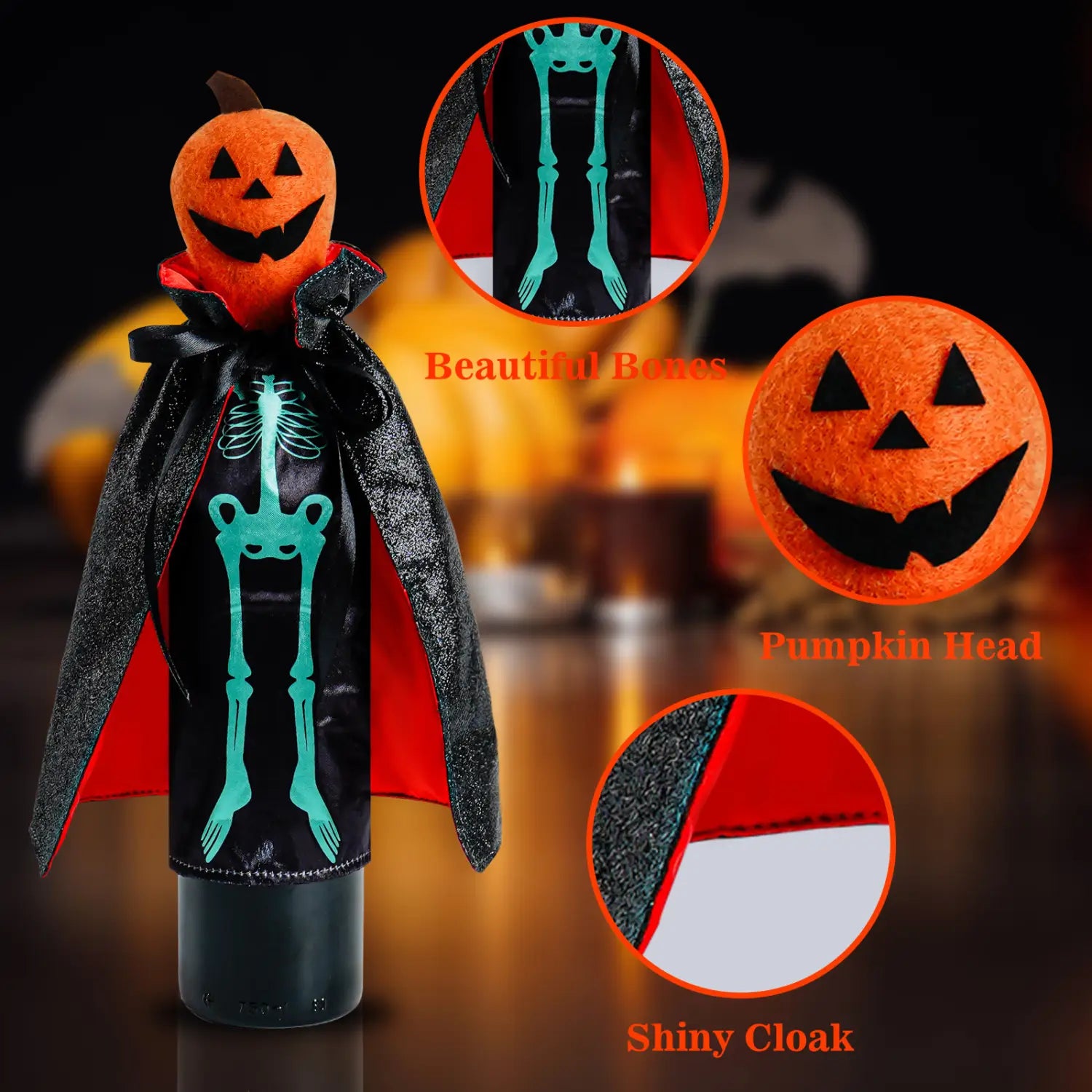 Halloween Skull Pumpkin Champagne Bottle Cover