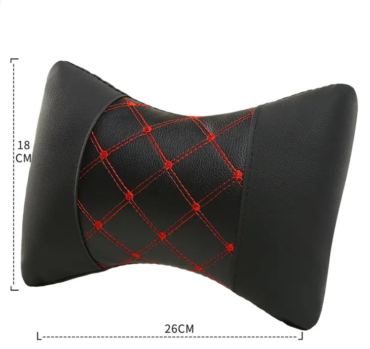 Leather Quilted Car Headrest Cervical Neck Pillow