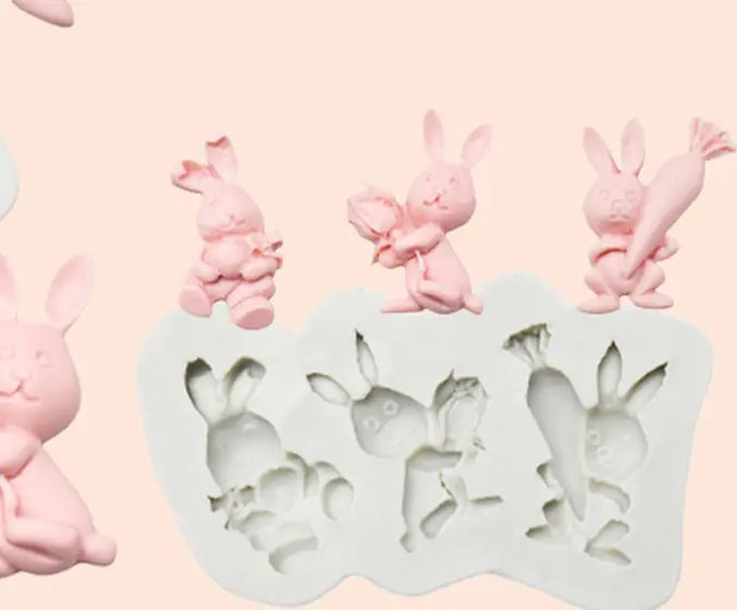 Easter Bunny & Egg Fondant Silicone Mold