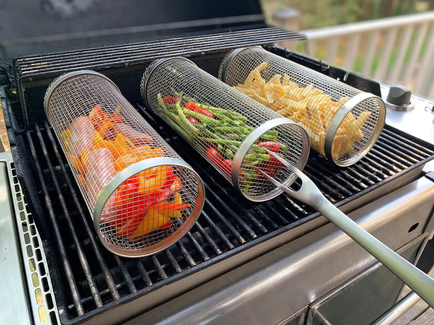 Stainless Steel Grilling Basket for BBQ and Camping