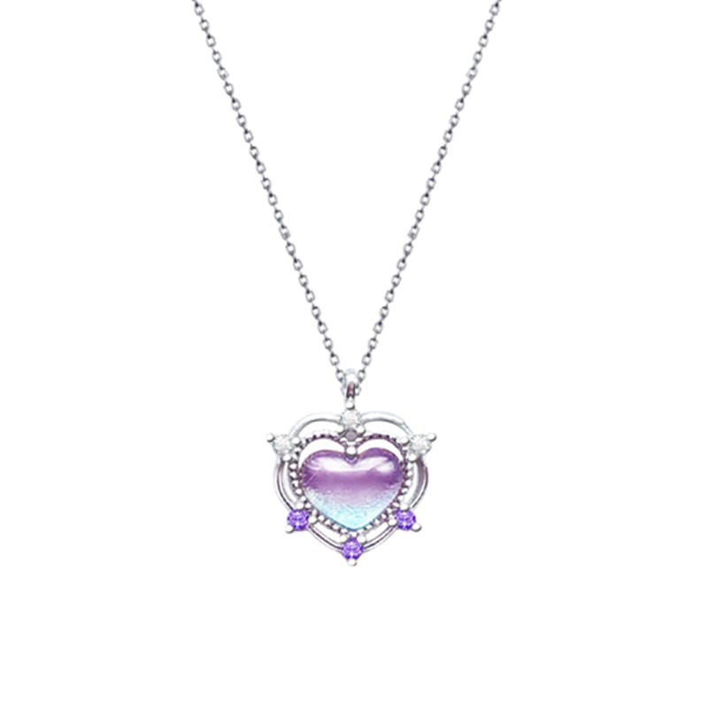 Sterling Silver Amethyst Heart Necklace