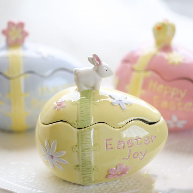 Hand-Painted Easter Bunny Storage Jar