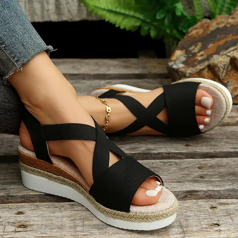 Women?€?s Wedge Cross-strap Sandals