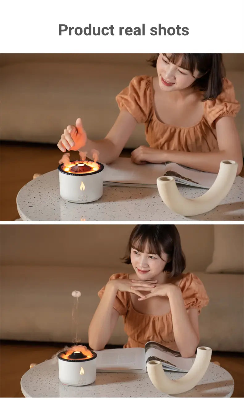 Creative Essential Oil Humidifier - Volcano Aromatherapy Machine with Flame