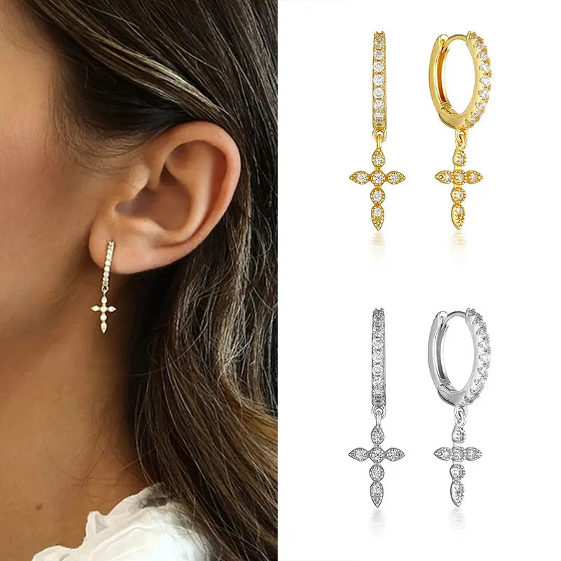 Geometric Cross Earrings